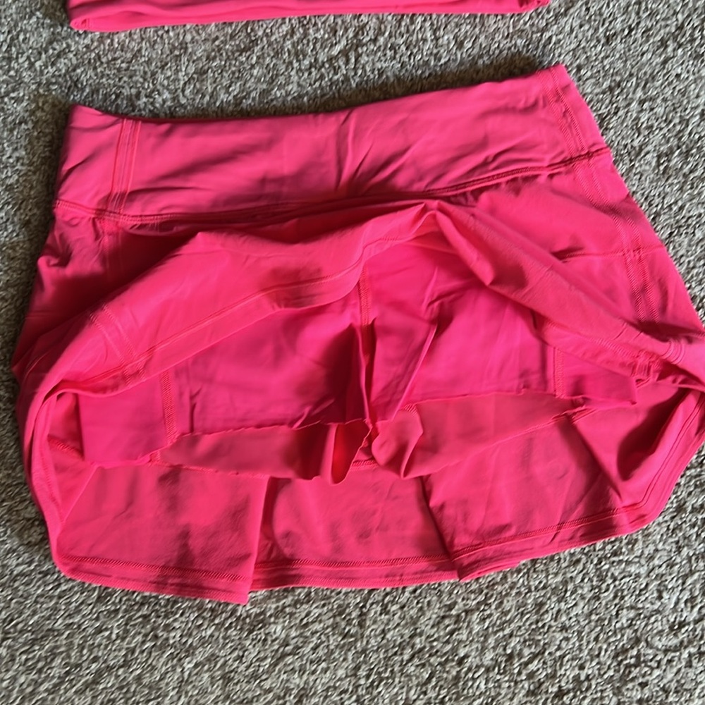 Lululemon hot pink skirt and one shoulder sports bra top set size 8/4 - Picture 4 of 7
